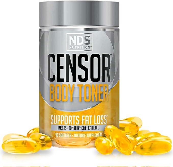 NDS Nutrition Censor - Fat Loss and Body Toner with CLA, Fish Oil, Safflower and Omega 3-6-9 Blend - Dietary Supplement for Improved Energy and Health (90 Softgels)