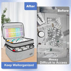LEFOR·Z Medicine Storage Bag,Double Layers Pill Bottle Organizer Bag Empty with Lockable Zipper&Adjustable Divider,Medication Travel Carrying Bag for Pills,Vitamins,Medical Supplies,Grey