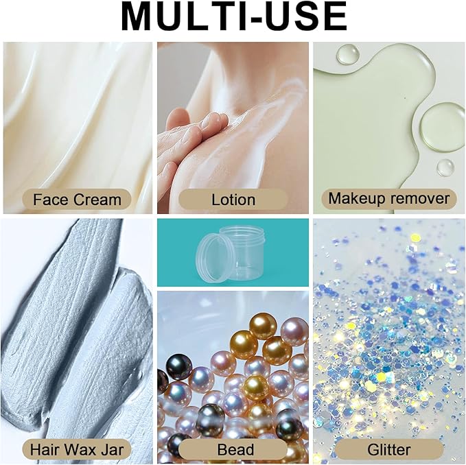 TSA Approved Wide Mouth Travel Size Containers, PP Clear & White Leak Proof Travel Plastic Jars with Lids for Creams Lotion Cosmetic, Jewelry Beads, Sample, Small Items Storage (3.4 oz, 8 Pcs)