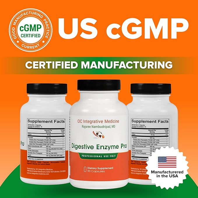 Digestive Enzyme Pro by Dr. Rajsree, MD | Full Spectrum Digestive Enzyme Support for Gas, Bloating & Indigestion | with Betaine, Pepsin, Ox Bile & Pancreatin | 90 Capsules