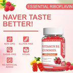 2 Pack Vitamin B2 Gummies - Riboflavin 400mg Supplement with Magnesium for Adults, B2 Gummies for Migraine Relief* & Nervous System Support* - Vegan, Sugar-Free, Raspberry-Lemon Flavor, 120 Count