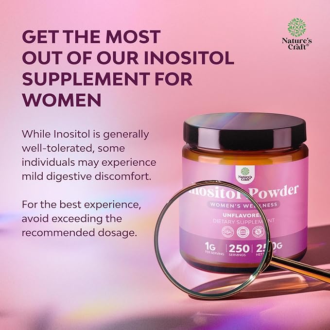 Premium Myo-Inositol & D-Chiro Inositol Powder - Fertility Support Supplement with Myo Inositol - Restore Hormone Balance & Clarity - Provides Ovarian Support - Inositol Supplement for Women - 250g