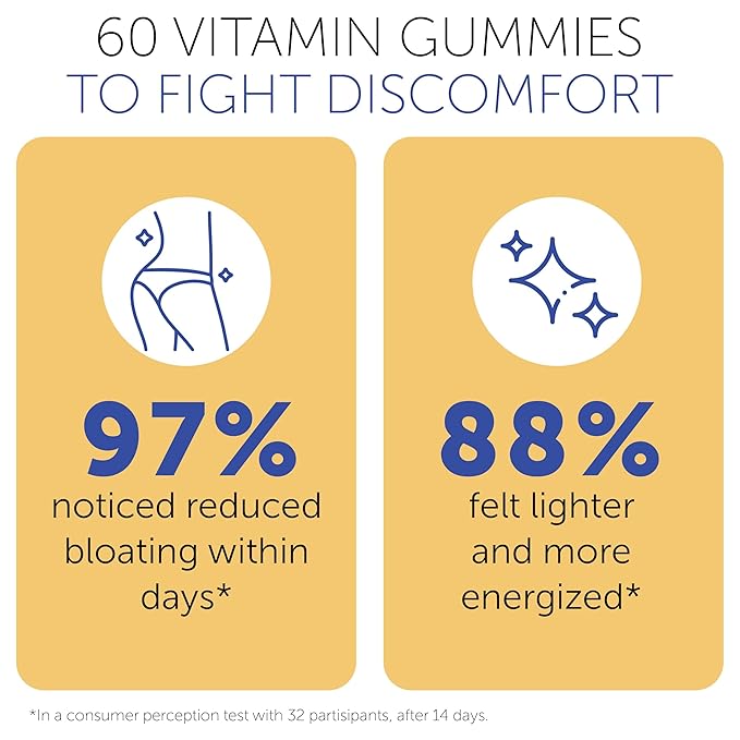Bloating Relief for Women, Debloating for Women | Supports Period Bloat, Digestion & Water Weight Balance | Helps Before & During Your Cycle | 60 Vegan Gummies | Daily Digestive Support Supplement