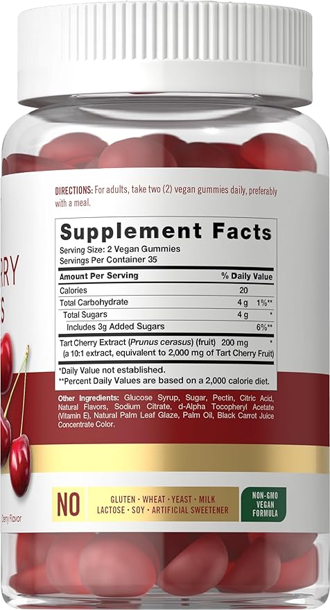 Carlyle Tart Cherry Gummies | 70 Count | Fruit Extract Supplement | Vegan, Non-GMO, and Gluten Free Formula