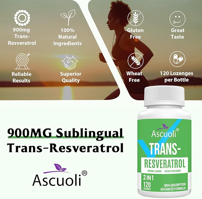 Sublingual Trans-Resveratrol Purity 99%, 3-in-1 Advanced Formula Resveratrol Supplement for Boost NAD+, Immune & Energy Support, Anti-Aging, Skin & Overall Health, 120 Lozenge (120-Day Supply)