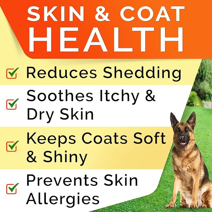 STRELLALAB Omega 3 for Dogs - (360Ct) Fish Oil Treats - Allergy & Itch Relief Skin & Coat Supplement - Dry Itchy Skin, Anti Shedding & Hot Spots Treatment - Pet Salmon Oil Chews - Smoked Salmon