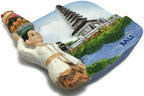 WitnyStore Tiny 2⅝" Pura Ulun Danu Bratan Temple Bali Indonesia - Miniature Hand Made Resin 3D Asia Landmark Tourist Attraction Decorative Refrigerator Fridge Magnet Collectible Traveler Souvenir Gift