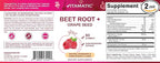 Vitamatic Beet Root Gummies 400mg with B6 (2mg), B12, Grape Seed, Pomegranate & Nicotinamide – Plant-Based Extract – Vegan, Non-GMO – Botanical Supplement Gummies – 60 Count - 2 Pack (120 Count)