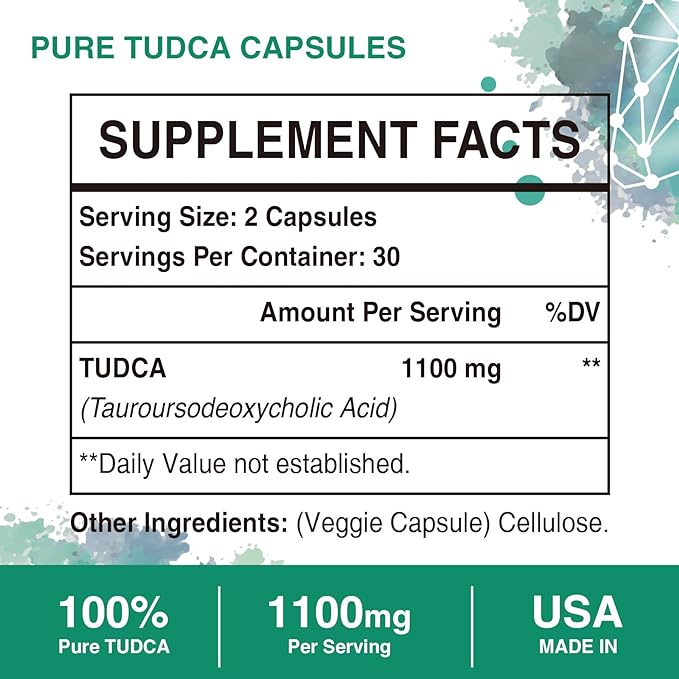 TUDCA Liver Supplements 1100mg, 3rd Party Tested Ultra Strength Bile Salt TUDCA Supplement, Liver Support for Detox Cleanse and Repair, 120 Capsules