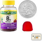 B12 500 mcg Spring Vallley Raspberry Flavor Gummy Vitamin B12 Gummies 100 ct (Pack of 1) + me Gusta Sticker