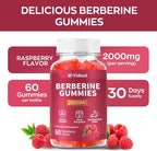 Berberine Gummies 2000mg-Natural High Potency Berberine HCL Supplement - Immune System & Metabolism Support - Vegan, Non-GMO - Delicious Raspberry Flavor (60 Count（Pack of 2）)