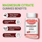 Magnesium Citrate Gummies 400MG, High Absorption Magnesium Gummies for Adults, Muscle & Teeth Support, Vegan 60 Cts
