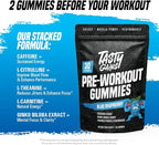 TASTY GAINS - Pre-Workout Gummies – Energy & Focus Boost, Caffeine Gummies for Men & Women, 200mg of Caffeine, Fat-Burning Preworkout for Strength & Endurance (60, Pineapple Mango)