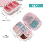 2 Pack Pill Case Organizer,Travel Pill Box with Label, Daily Medicine Organizer Case, Waterproof Pocket Container Case, Portable Pink Supplement Case Medicine Container Compact for for Vitamin