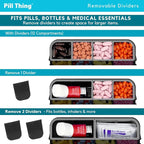 2-Pack Large Pill Organizer – Black + Blue | 12-Compartment Weekly Pill Box Case with Removable Dividers, Waterproof, Travel-Friendly (Combo Pack - 1 Black & 1 Blue)