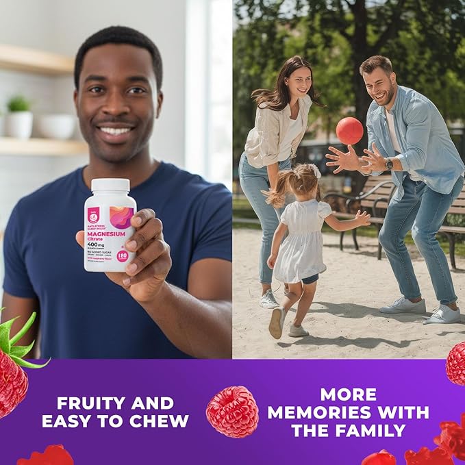 DR. MORITZ Calm Magnesium Gummies for Adults (200mg, 60 Count) and Kids Magnesium Gummies (60 Count, 2 Pack) - for Relaxation Support - Sugar-Free & Non-GMO - Raspberry Flavor