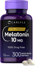 Carlyle Melatonin 10mg | 300 Softgels | Extra Strength Support for Adults | Non-GMO, Gluten Free Supplement