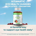 Vitamatic Eye Health Gummies with Lutein, Zeaxanthin, Vitamin C, E & Zinc – Mixed Berry Flavor – 60 Gummies –Non-GMO, Gluten-Free