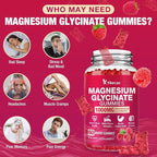 Magnesium Glycinate Gummies 1000mg, Magnesium Gummies for Adults & Kids with L-Threonate, Magnesium Supplement for Relaxation, Calm, Sugar Free, Raspberry Flavor, 60 Count