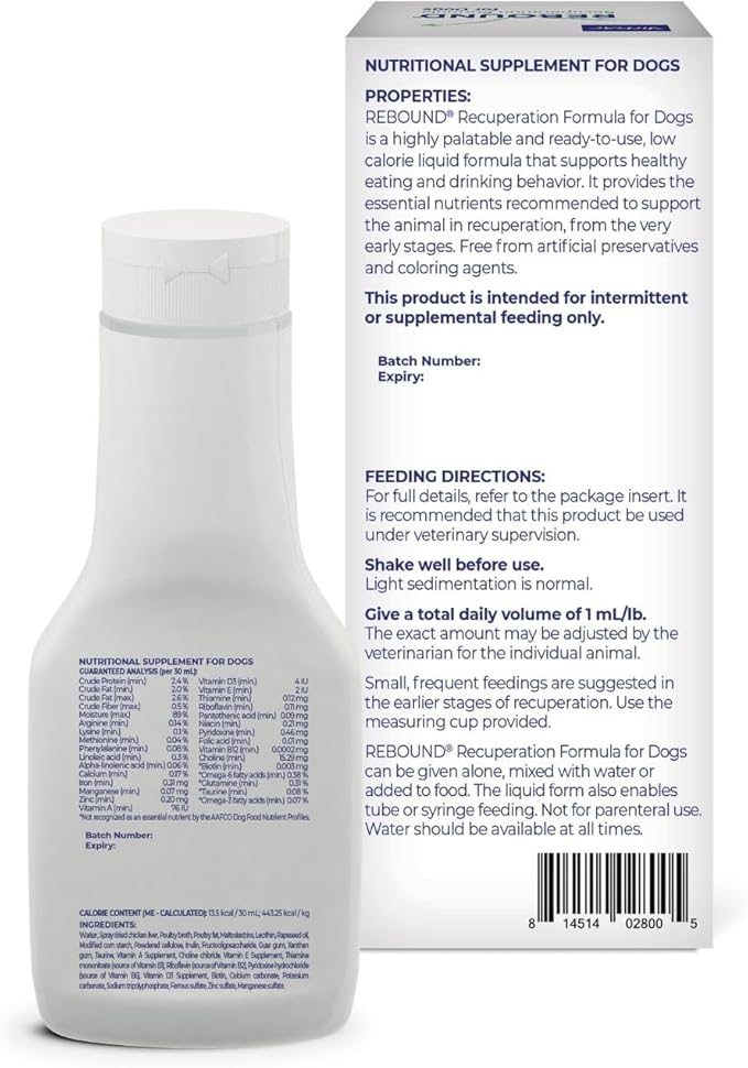 Virbac REBOUND® Recuperation Formula for Dogs - Promotes the restoration of healthy digestion, hydration, and nutrition