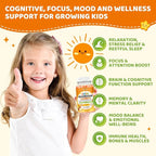 Magnesium Glycinate Gummies for Kids, Brain Supplement for Memory and Focus with Phosphatidylserine, L-Theanine, Zinc for Kids & Adults Sleep Cognition Calm, Strawberry & Banana Flavor 120ct