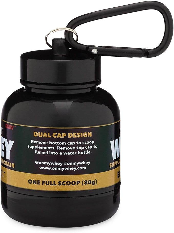 OnMyWhey - Protein Powder and Supplement Funnel Keychain, Portable to-Go Container for The Gym, Workouts, Fitness, and Travel - TSA Approved, Combo 2-Pack w/ 1 Modern & 1 Classic