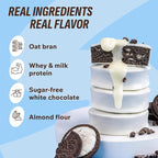 Fitness SHOCK Cookie Cream Protein White Brownie - No Added Sugar, 7.5g Protein, Low Carb Guilt-Free Dessert - 0g Added Sugar, 10g Net Carbs, 5g Fiber, Non-GMO - 10 x 50g