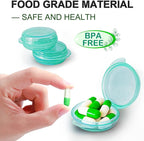 3PCS Small Pocket Daily Pill Box Organizer - Portable Travel Wallet with Individual Compartments - Compact, Convenient and Easy-to-Use Mini Pill Container for On-the-Go Medication Management (Green)
