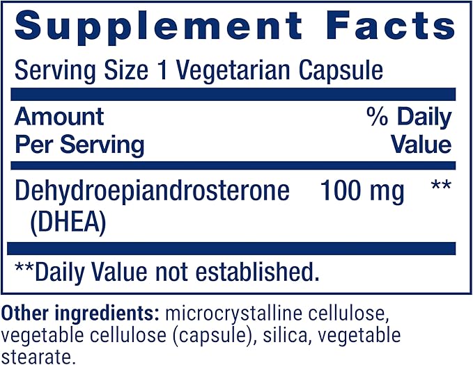 Life Extension DHEA 100 Mg Vegetarian Capsules, 60 Count