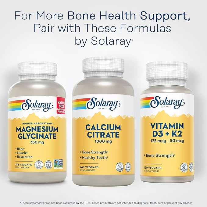 Solaray Calcium Citrate 1000mg - Chelated Calcium Supplement - Supports Bone Strength and Healthy Teeth - Easy to Digest - Vegan - 60 Servings, 240 VegCaps