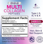 Multi Collagen Pills 2400 mg Per Serving - Advanced Types I, II, III, V, X - Hydrolyzed Multi Collagen Peptides Pills Supplement for Women & Men - Hair, Skin, & Nail Support Supplements - 120 Capsules