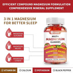 Triple Magnesium Complex 900 mg, Magnesium Glycinate, Citrate, Malate with Potassium, Calcium, Vitamin B6 for Calm & Sleep - Vegan, Non-GMO, Gluten Free - 120 Raspberry Gummies for Adults