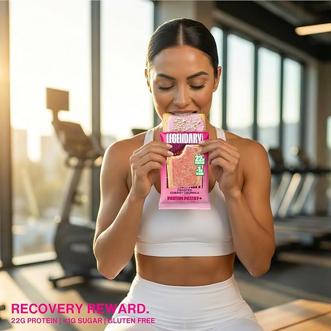 Legendary Foods 22g Protein Pastry 0g Added Sugar, Low Carb, Gluten Conscious, Keto Snack, Ideal for Glucose Management, Includes Whey Protein Isolate, 8 Pack Cherry Crumble