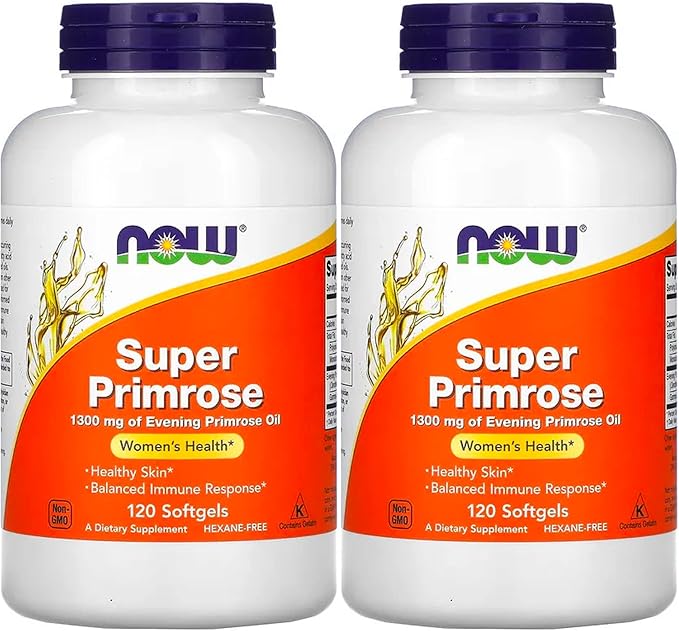 Now Foods Super Primrose 1300mg, 120 gels (Pack of 2)