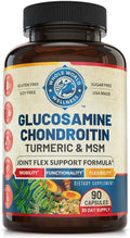 Joint Support Supplement with Glucosamine Chondroitin MSM Turmeric Boswelia. Supports Inflammatory Response, Discomfort Relief for Knees Hands Back Joints. USA Made.