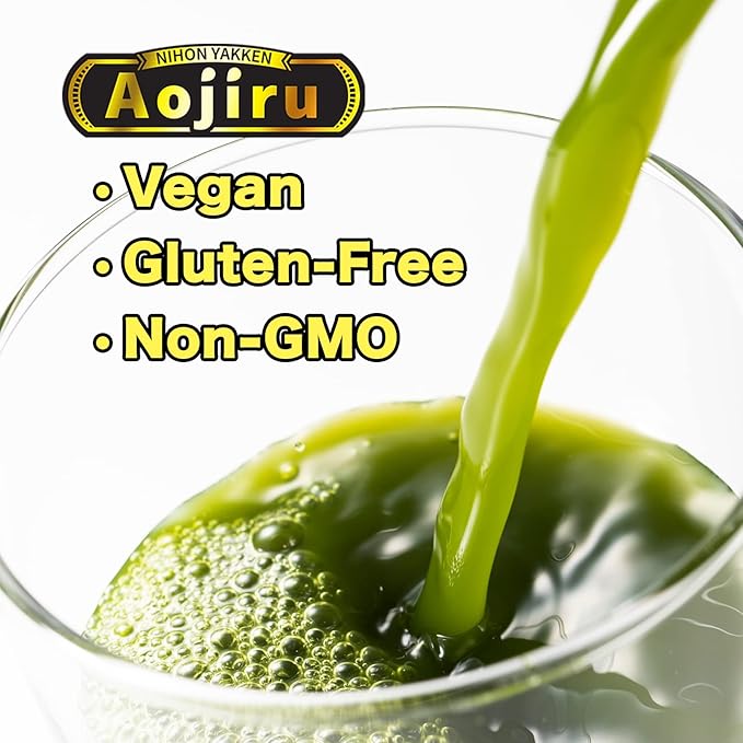 Kin no Aojiru - 100% Young Barley Green Superfood Powder with Rich Dietary Fiber, 100% Japanese Grown - Ready-to-Use 0.1 oz. (3g) Individual Packets × 46 - Vegan, Non-GMO, Gluten-Free
