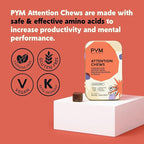 PYM Mood & Focus Chews Variety Pack, 60 Count | Berry & Citrus Mood Chews + Attention Chews | GABA, L-Theanine, L-Carnitine | Vegan, Non-GMO, Caffeine-Free
