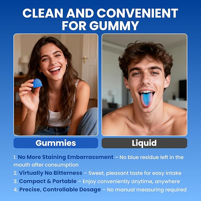 Aube'Azur Methylene Blue Gummies for Humans, 14mg Methylene Blue Supplement with L-Theanine, NAC, Nicotinamide & CoQ10 for Men Women, Fast-Absorbing, Vegan, Sugar-Free, Blueberry Flavor, 60 Count