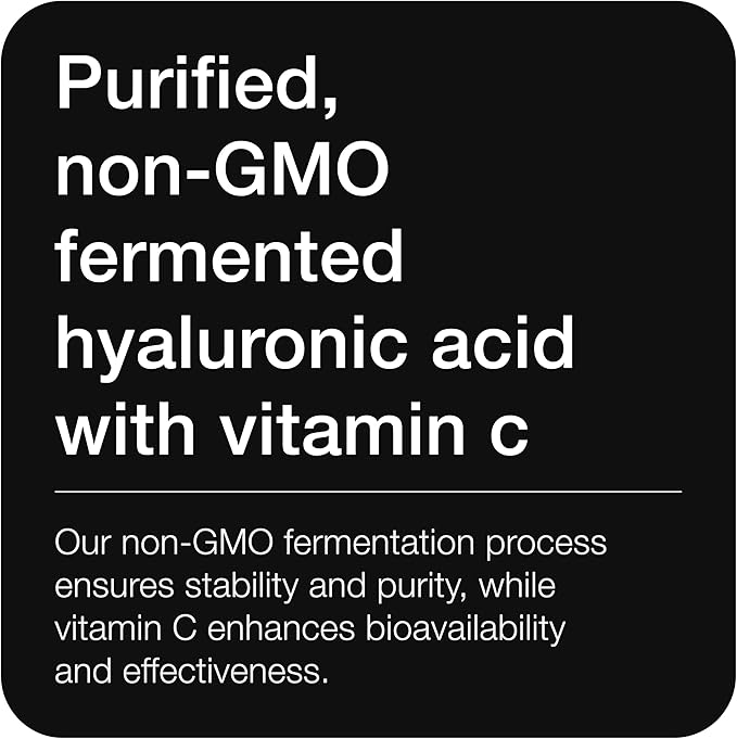 Toniiq Hyaluronic Acid Supplements – Lab Tested 95% Ultra High Purity – Fermented and Bioavailable with Vitamin C – Third Party Lab Tested – 360 Capsules