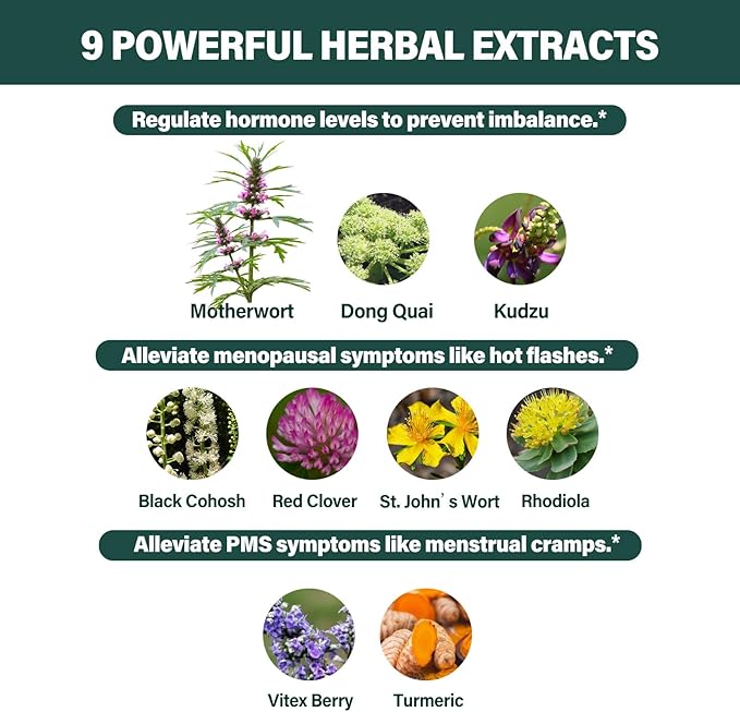 Herbal Liquid Drops, Natural Motherwort Extract for Hormone Balance, Menopause Support & PMS Support. 4oz