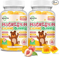 Magnesium Gummies for Kids - Magnesium Glycinate Gummies with L-Theanine, Vitamin B6, D3 for Kids & Adults Sleep, Calm, Relaxation, Stress, Brain, Bones, Muscle Relief, Sugar Free Peach & Mango 120ct