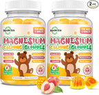 Magnesium Gummies for Kids - Magnesium Glycinate Gummies with L-Theanine, Vitamin B6, D3 for Kids & Adults Sleep, Calm, Relaxation, Stress, Brain, Bones, Muscle Relief, Sugar Free Peach & Mango 120ct