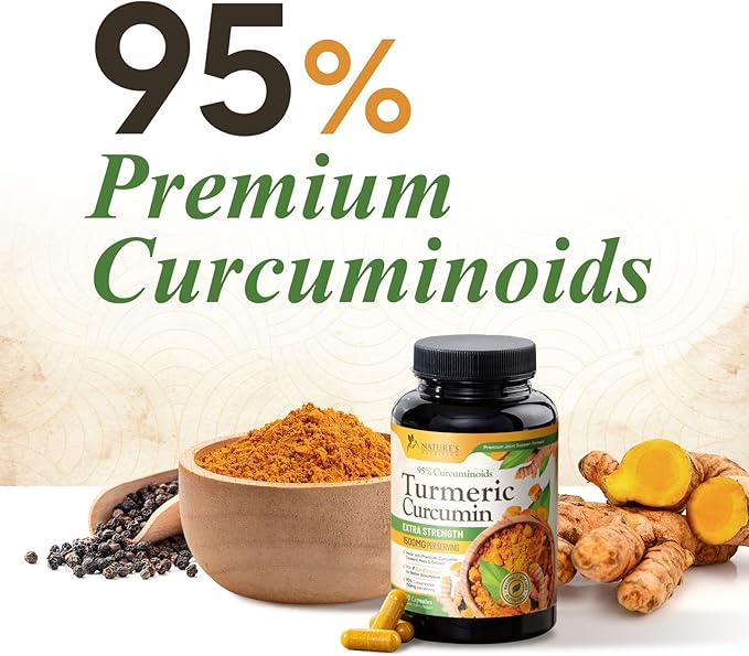 Turmeric Curcumin Supplement 1500mg - Organic Tumeric & BioPerine Black Pepper for Best Absorption with 95% Curcuminoids, Nature's Joint & Immune Support, Non-GMO, Bottled in USA - 240 Capsules