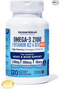 Oceanblue Professional Omega-3 2100 with Vitamin K2 & Vitamin D3 - Triple Strength Burpless Fish Oil Omega-3 Supplement with EPA & DHA - Wild Caught - Orange Flavor - 120 Mini Softgels