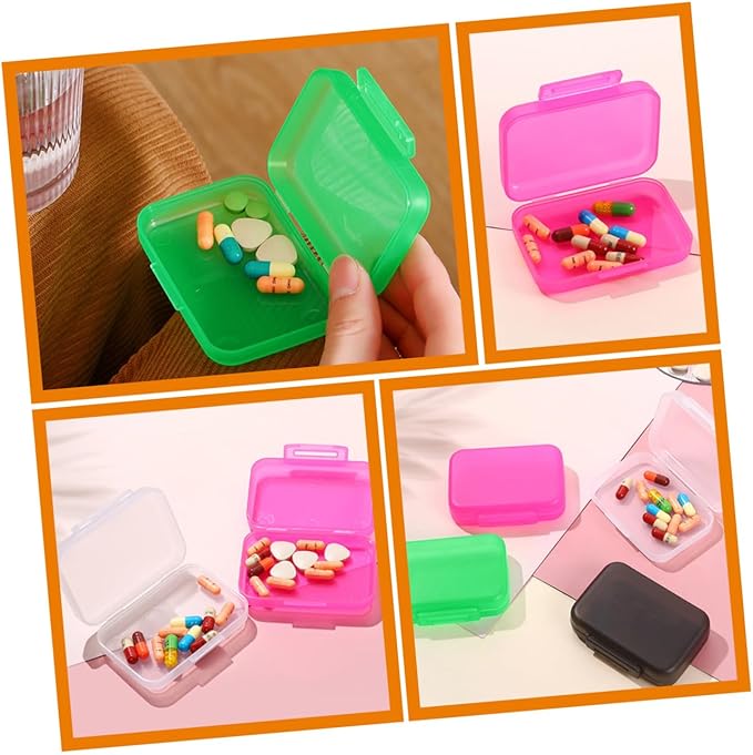4pcs Small Plastic Travel Pill Boxes with Tight Seal Portable Vitamin Organizer for Daily Medicine Storage Multi Color Mini Rectangular Containers for Jewelry and Small Items