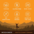 SGC Highest Concentration 100 mg Caffeine per Gummy, 2 Gummies per Pack, 12-Pack Mocca Shots Orange Chocolate Plant-Based Instant Energy with Herbal nootropics