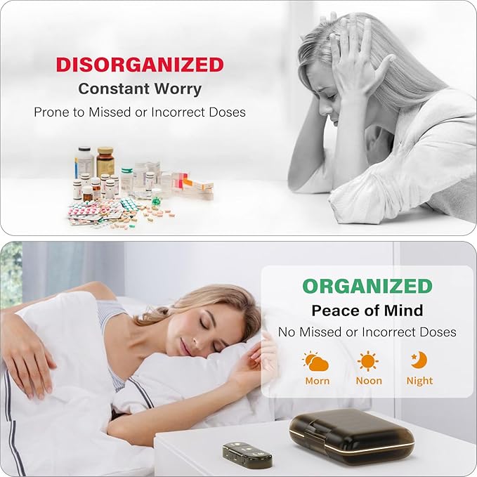 Weekly Pill Organizer 3X a Day, 7 Day Pill Box 3 Times, Portable for Travel Pill Case for Pills/Vitamin/Fish Oil/Medication/Supplements (3x7 Brown)