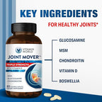 Vitamin World Triple Strength Joint Mover with Vitamin D Glucosamine Chondroitin MSM 80 Caplets, Promotes Healthy Joints, Promotes Comfort and Flexibility, Coated, Gluten Free