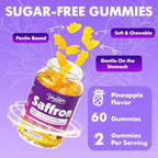 2 Pack Saffron Gummies 88.5mg - Saffron Supplements with Magnesium, Rhodiola Rosea, Ashwagandha, L-Theanine, Vitamins D3 & B6, Zinc - Supports Antioxidant Function, Pineapple Flavor, 120 Count