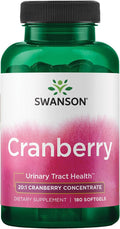 Swanson Cranberry 20:1 Juice Concentrate Urinary Tract and Kidney Health Supplement for Women and Adults Seeking Bladder Support with Vitamins C & E (180 Softgels)